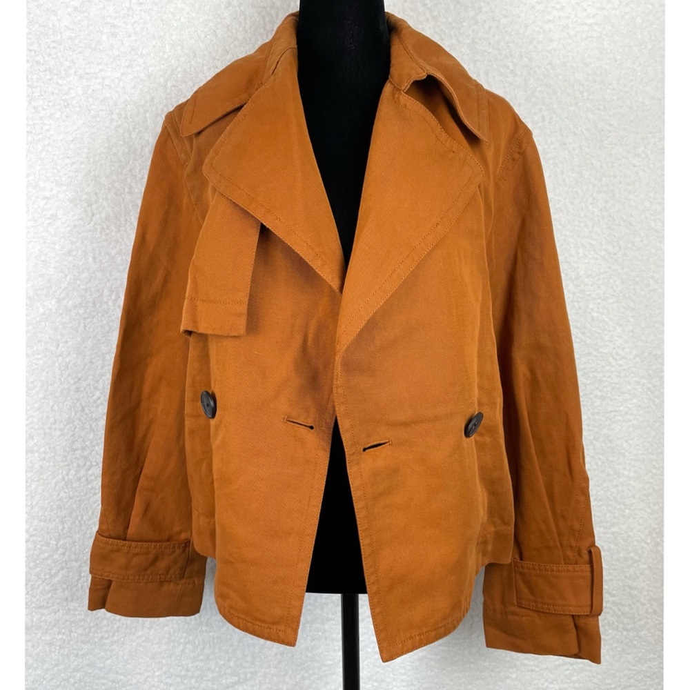 VINCE • Dark Sienna Cropped Linen-Cotton Jacket, S - Picture 5 of 16